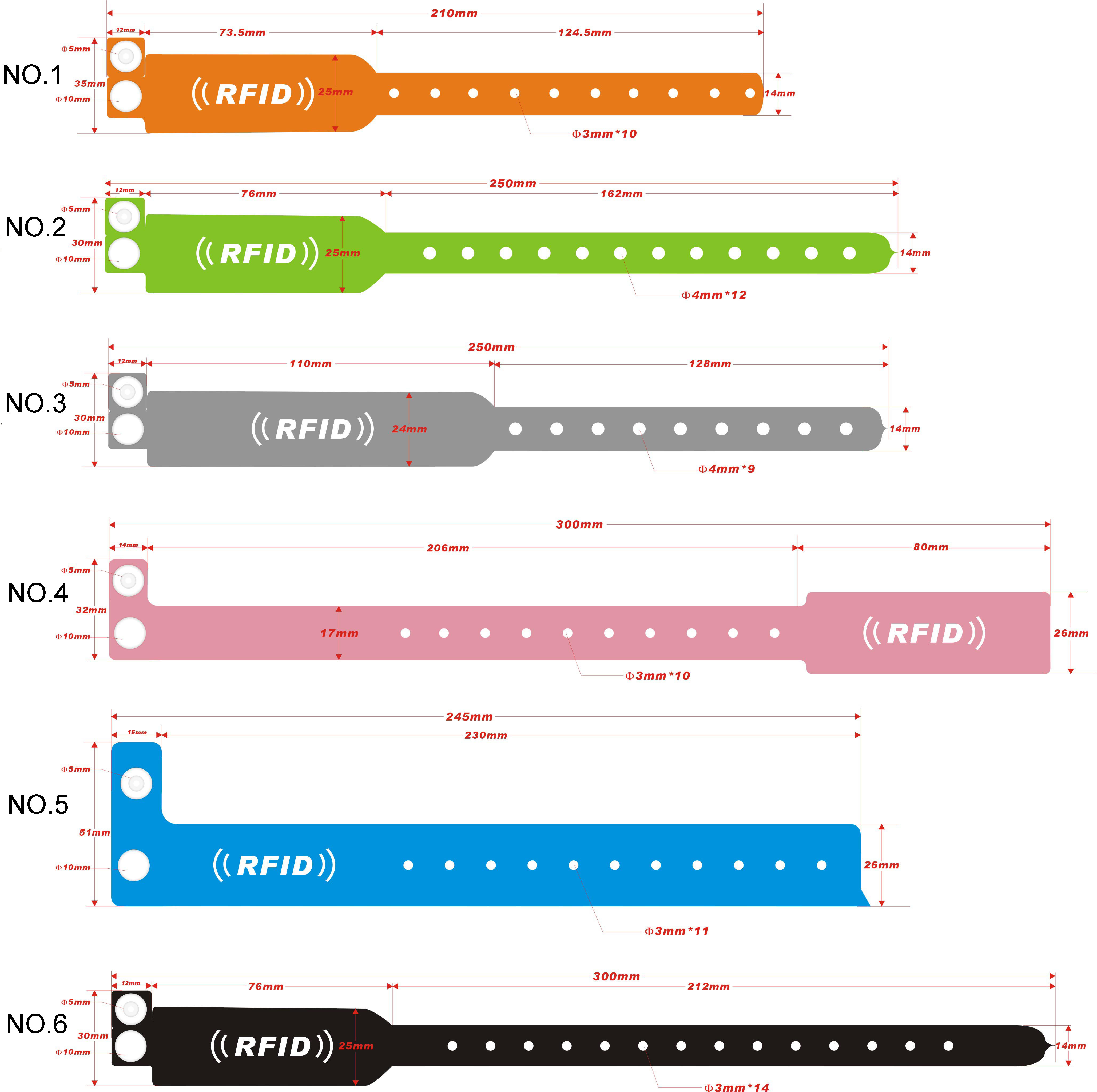 Single-use RFID PVC Wristbands, one time use SPA ID bracelets